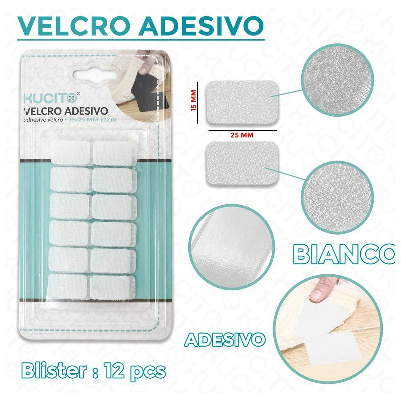 Velcro a nastro Adesivo Bianco f.to cm 40X4 - conf 2 pz