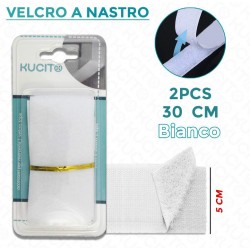 Velcro a nastro Bianco f.to cm 30X5 - conf 2 pz
