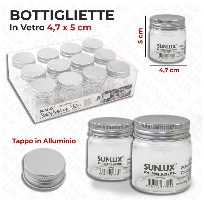 Bottigliette 4,7x5cm in vetro con tappo in alluminio - 1