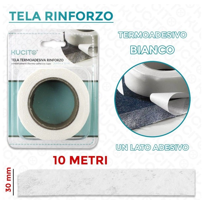 Tela termoadesiva rinforzo Bianco h 30 mm X 10 metri