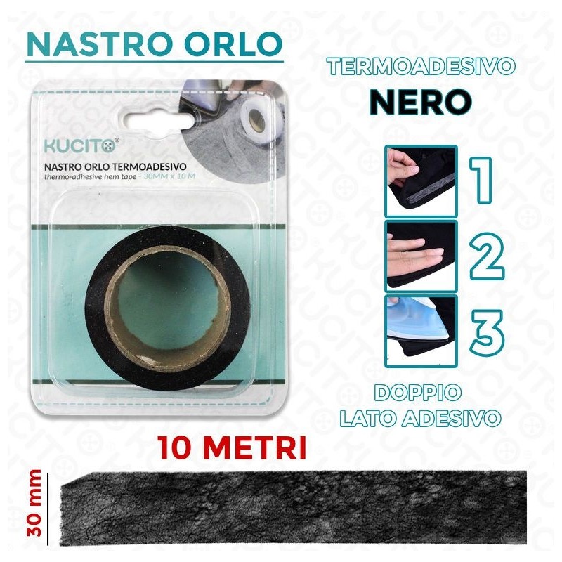 Nastro orlo termoadesiva Nero h 30 mm X 10 metri