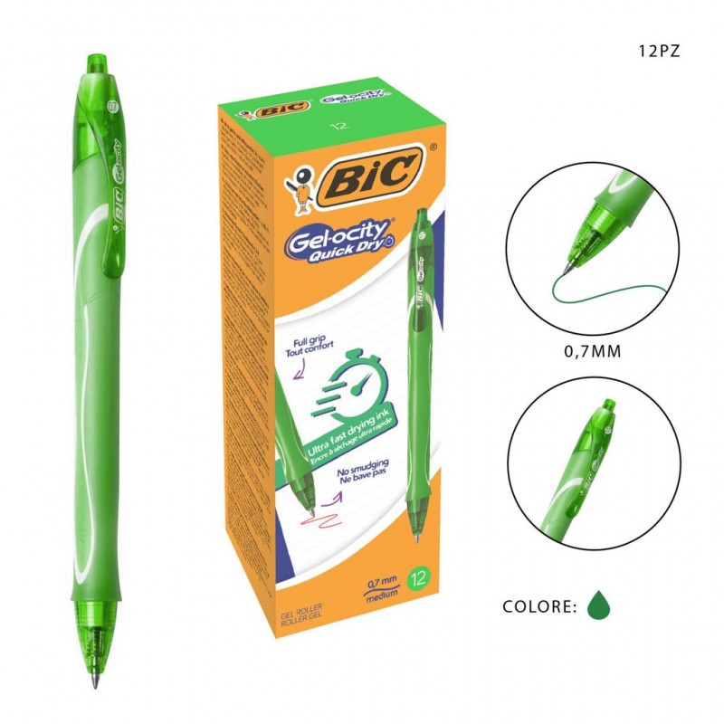 Bic Penna Gel-Ocity Quick Dry 0.7MM Verde
