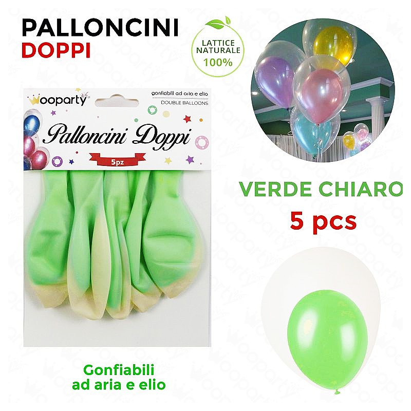 Palloncini doppi trasparente-verde 5 pcs