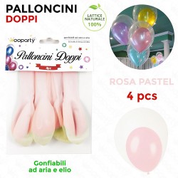 Palloncini doppi trasparente-rosa pastel 4 pcs - 1