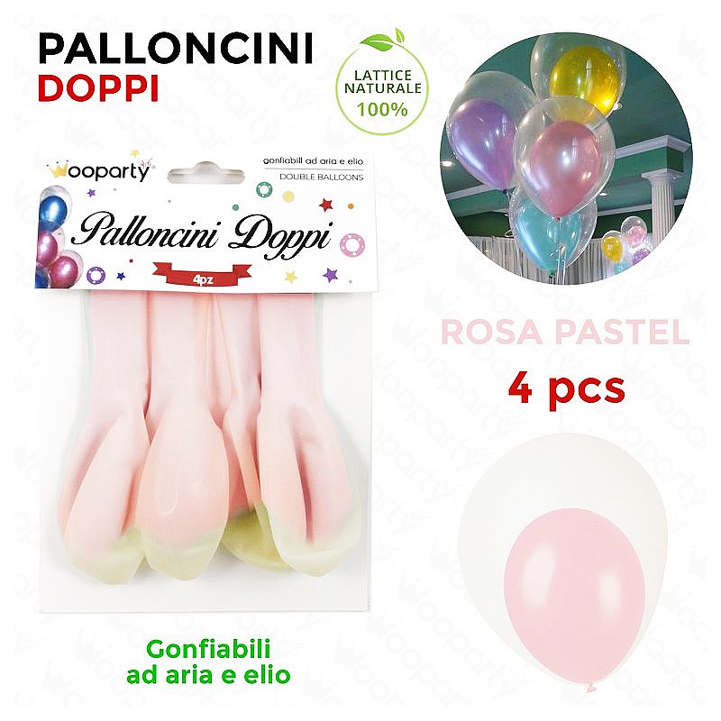 Palloncini doppi trasparente-rosa pastel 4 pcs - 1