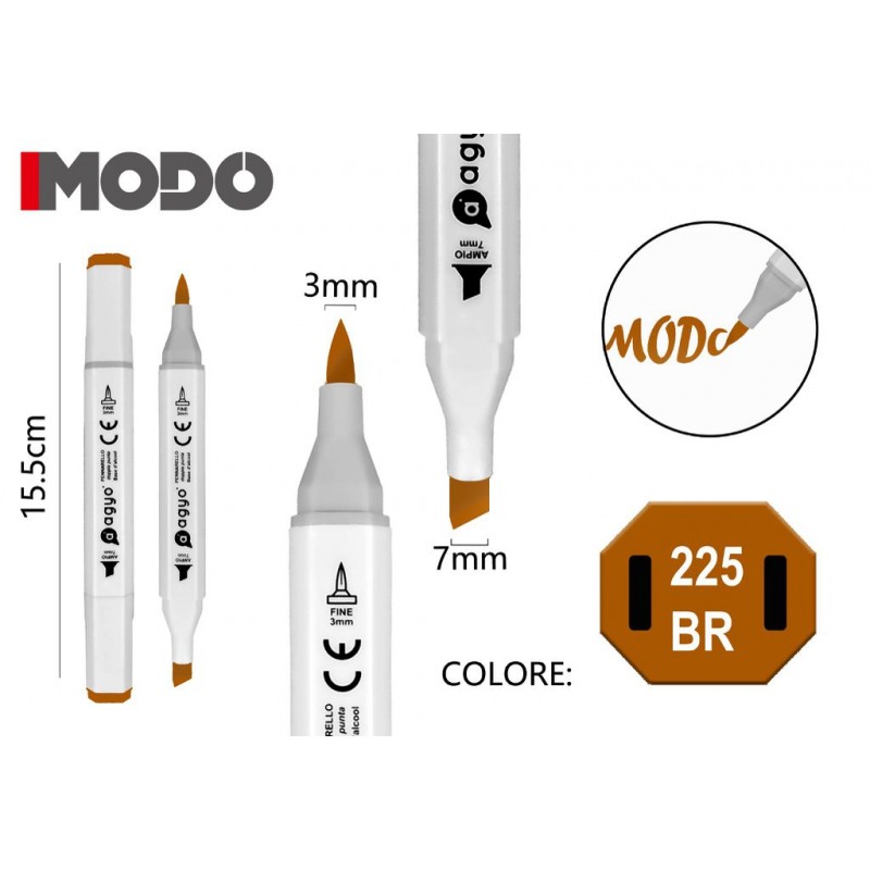 Marker Colore 225 BR doppia punta 3mm 7mm - MODO - 1
