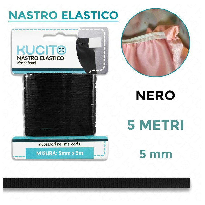 Nastro elastico Nero - h 5 cm X 5 m