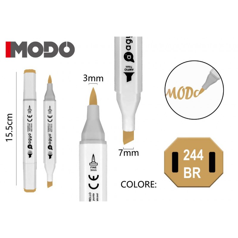 Marker Colore 244 BR doppia punta 3mm 7mm - MODO - 1