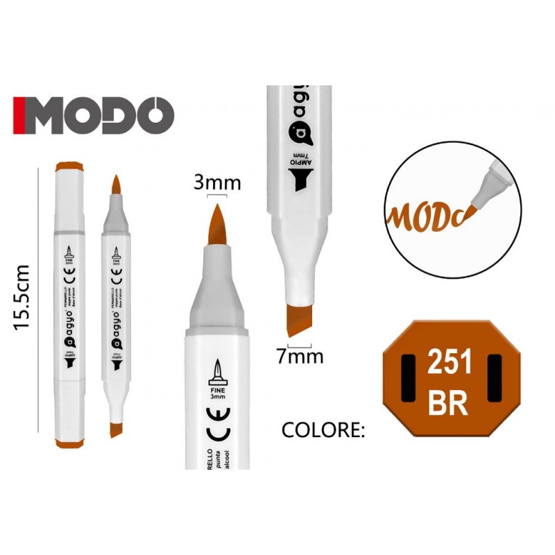 Marker Colore 251 BR doppia punta 3mm 7mm - MODO - 1