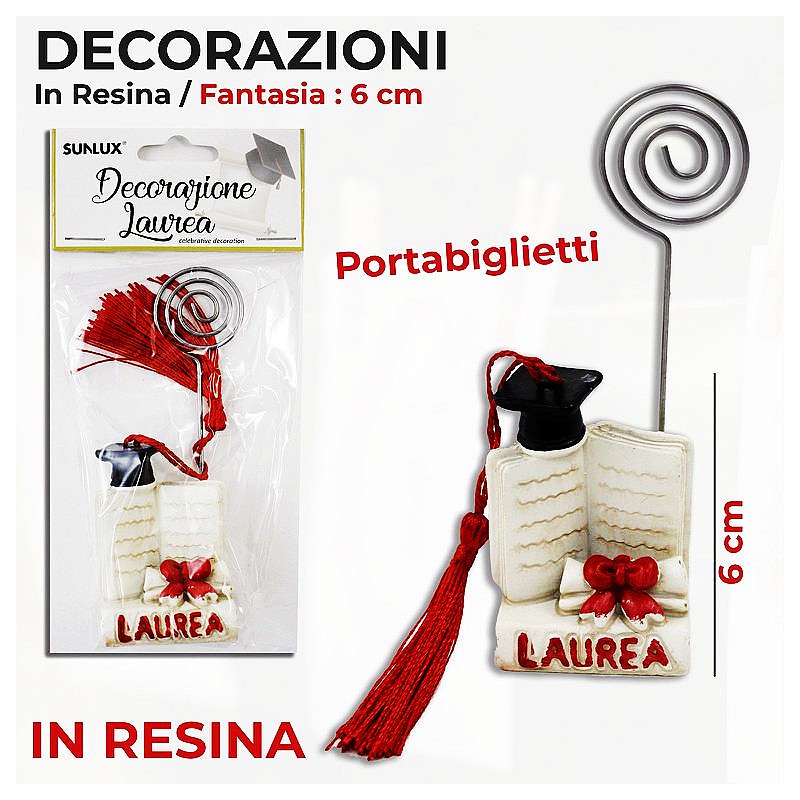 Decorazioni Bomboniera porta biglietti in resina laurea 6 cm