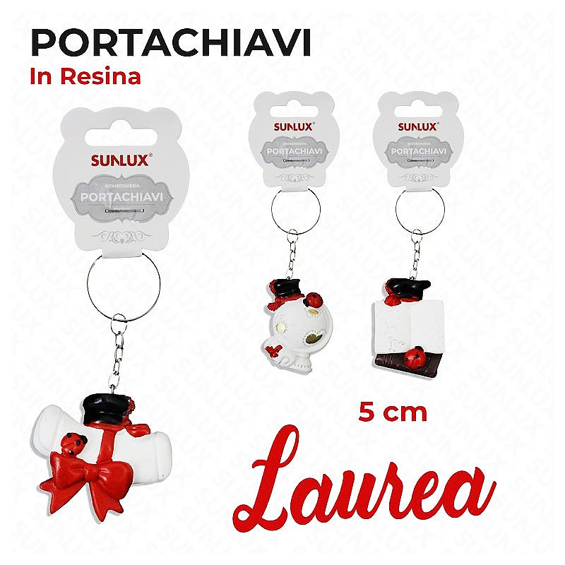 Decorazioni Bomboniera portachiavi in resina laurea 5cm ass. 3pz