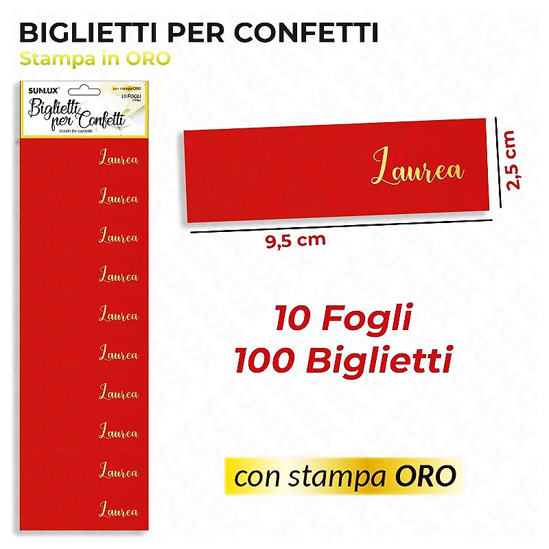 Biglietti per confetti laurea 10ff -100pcs con stampa oro