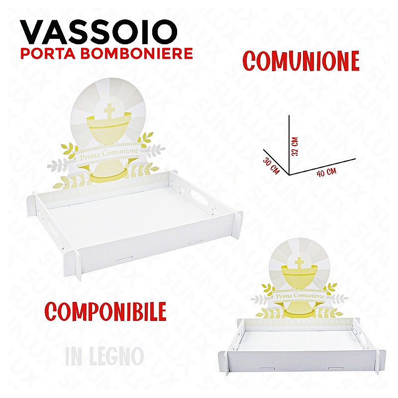 Vassoio porta bomboniere comunione 40x30cm