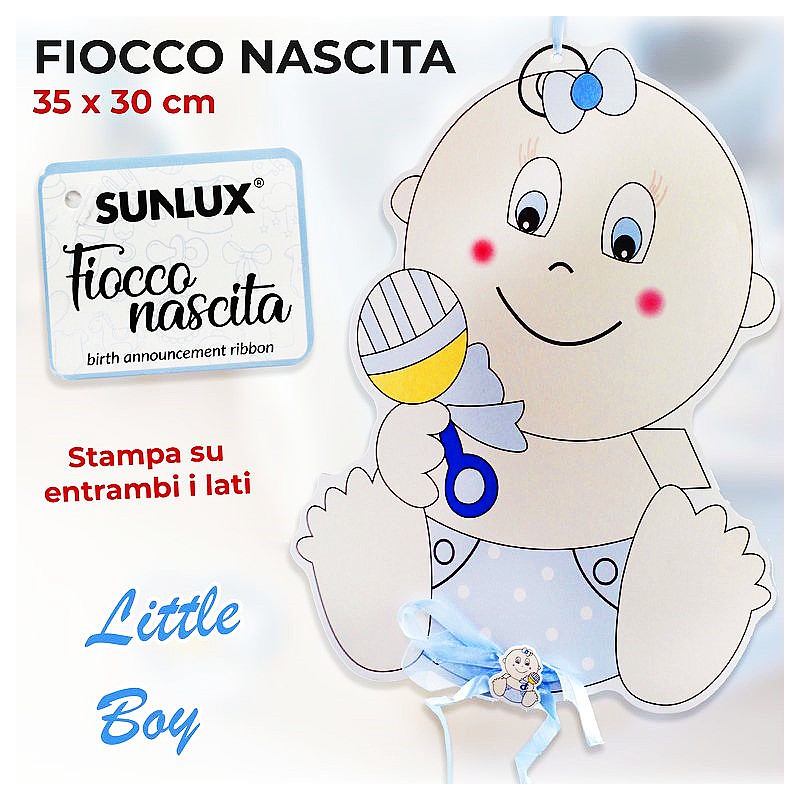 Fiocco per nascita azzurro maschietto bambino - vendita online accessori per bomboniere