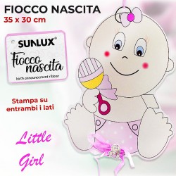 Fiocco per nascita per bambina rosa 35x30cm vendita online