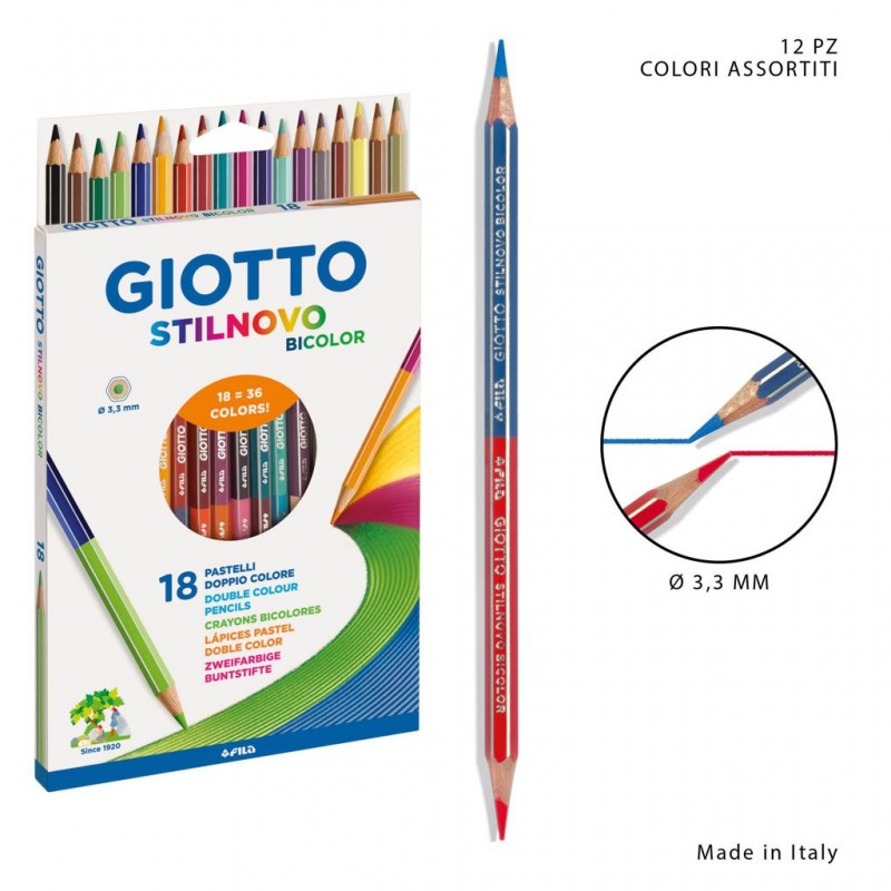 Giotto pastelli stilnovo bicolor d.3.3mm 18pz bl.