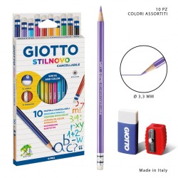 Giotto pastelli stilnovo cancellabile 10pz con gomma + temperino bl. - 1