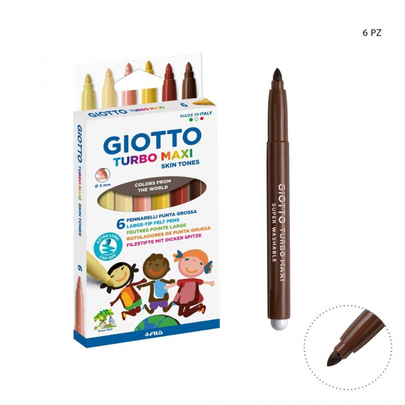 Giotto pennarelli turbo color skin tones 6pz - 1