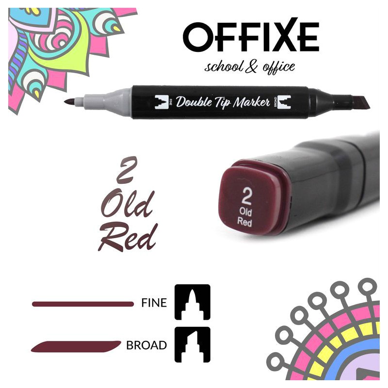 Double Tip Marker N2 Old Red, doppia punta - Offixe - 1