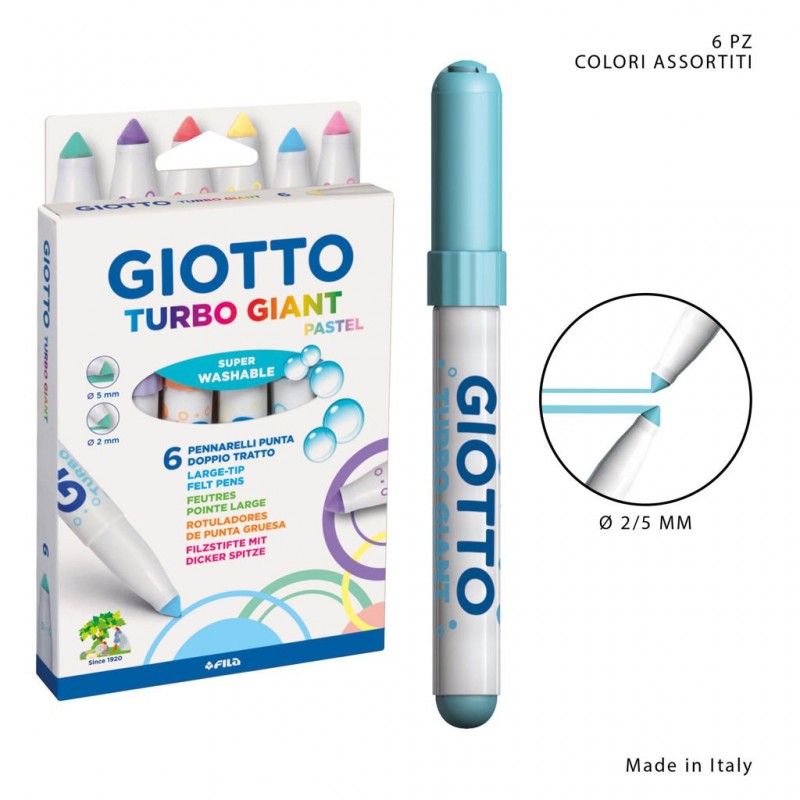 Giotto pennarelli p/conica tubo giant 6pz pastel - 1
