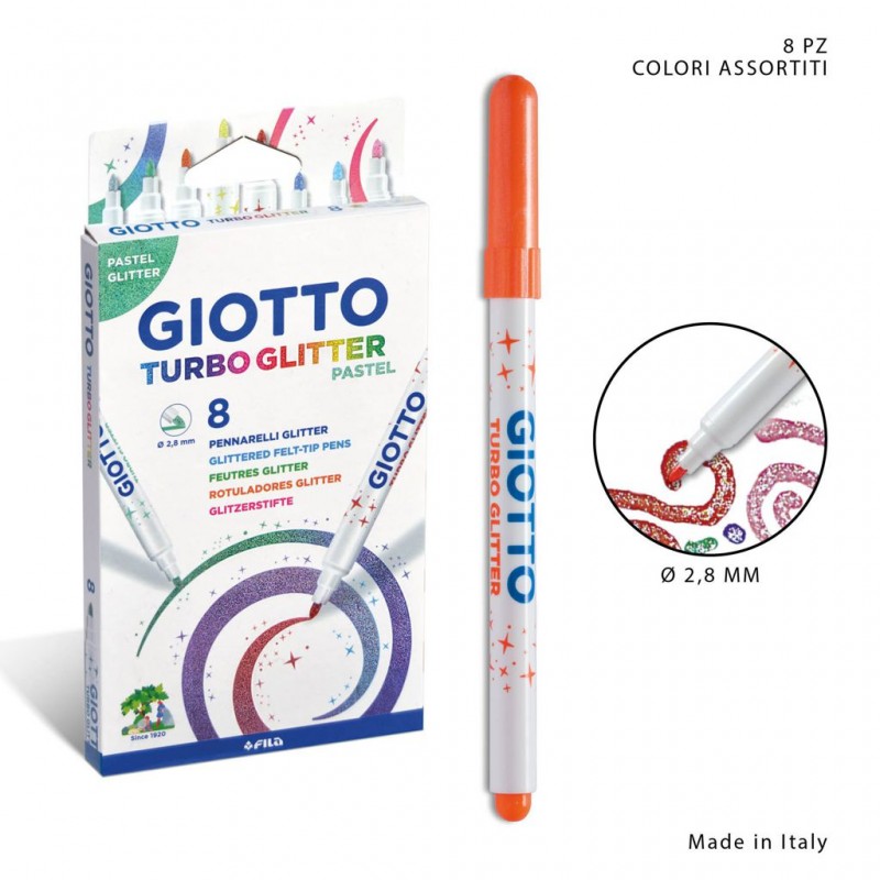 Giotto pennarelli tubo glitter pastel 8pz - 1