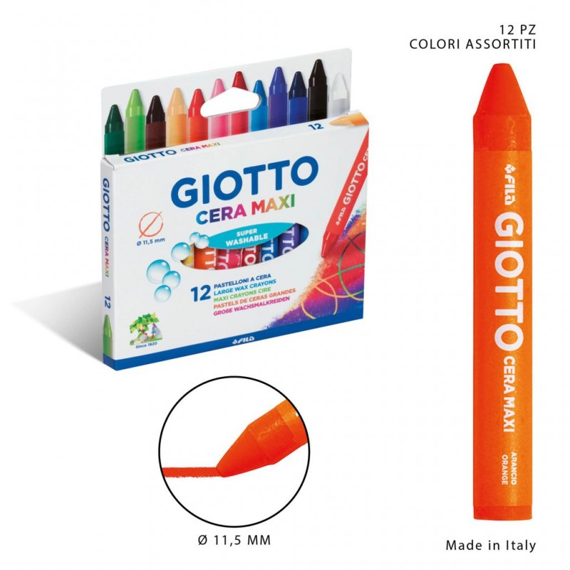 Giotto pastelli cera maxi 12pz bl.