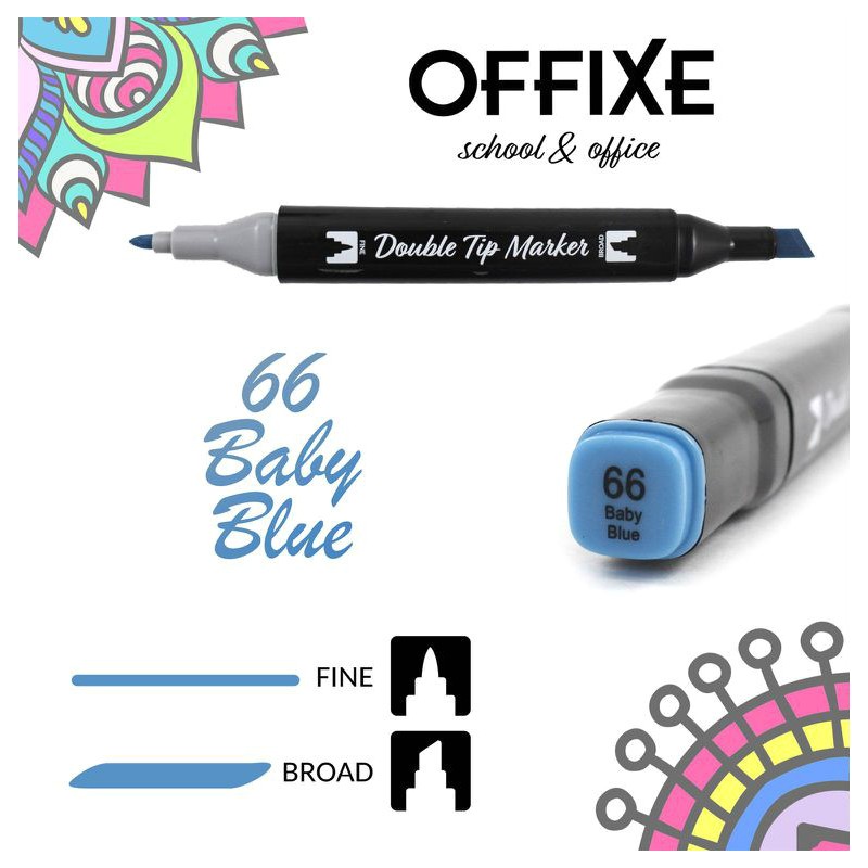 Double Tip Marker N66 Baby Blue, doppia punta - Offixe - 1