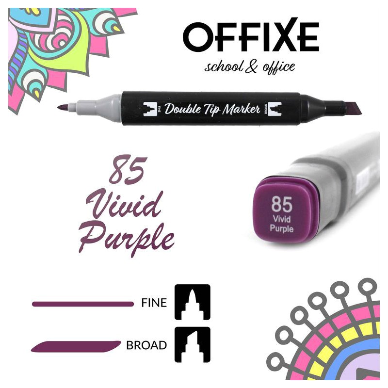 Double Tip Marker N85 Vivid Purple, doppia punta - Offixe - 1