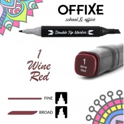 Double Tip Marker N1 Wine Red, doppia punta - Offixe - 1