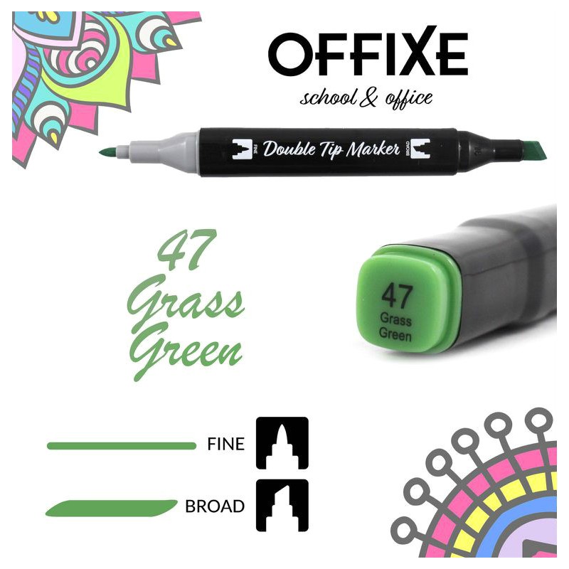Double Tip Marker N47 Grass Green verde prato , doppia punta - Offixe - 1