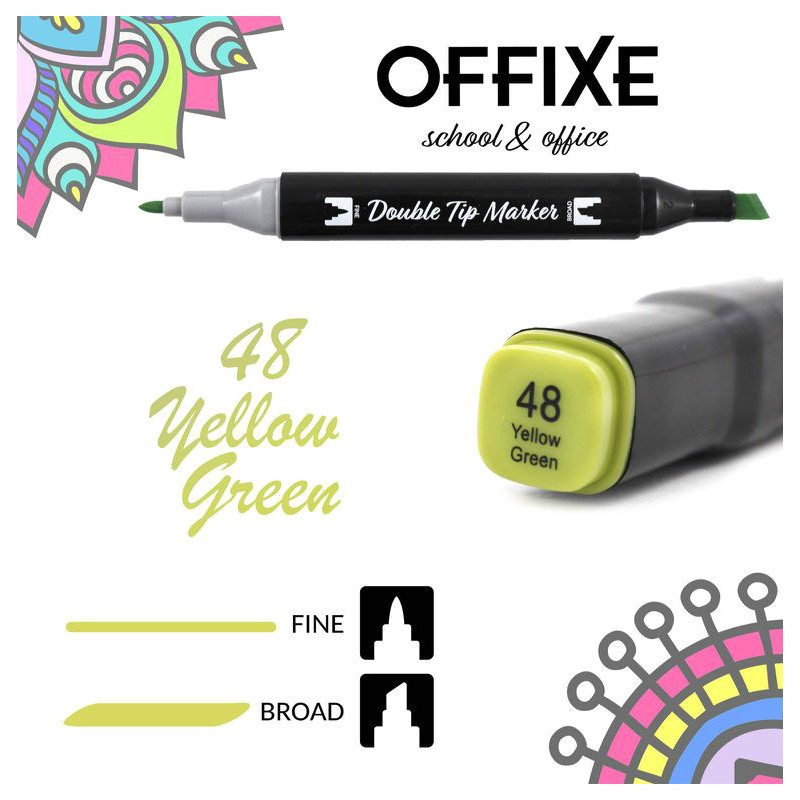 Double Tip Marker N48 Giallo Verde, doppia punta - Offixe - 1