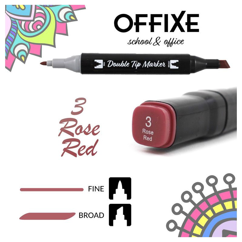 Double Tip Marker N3 Red Rose, doppia punta - Offixe - 1