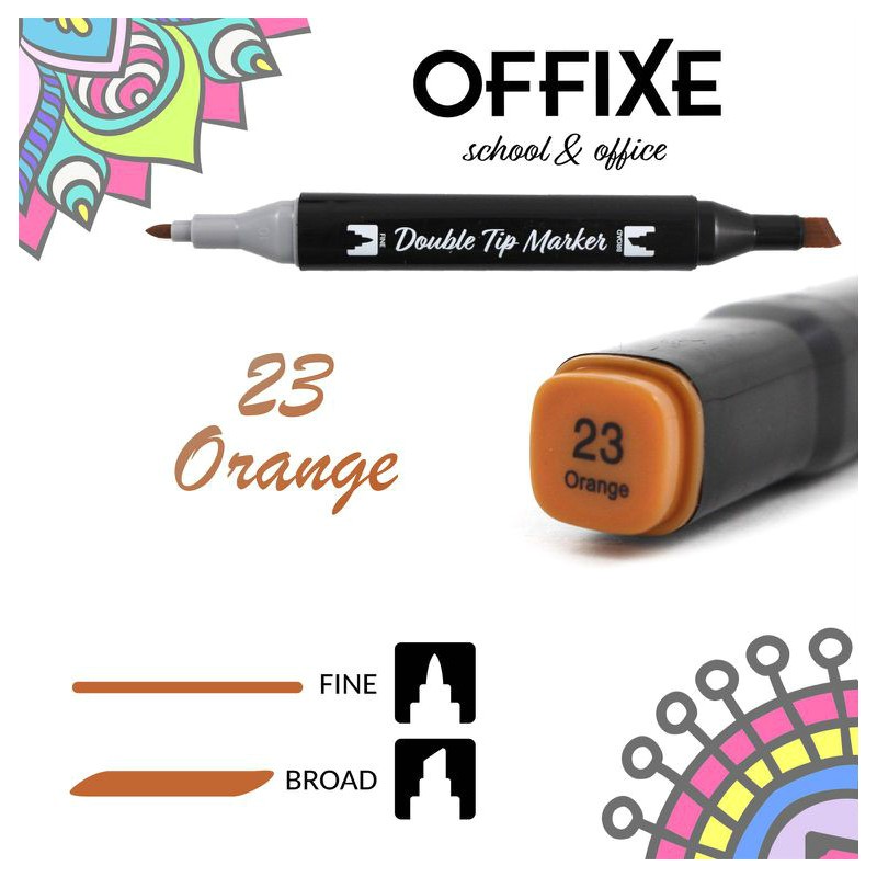 Double Tip Marker N23 Arancione, doppia punta - Offixe - 1