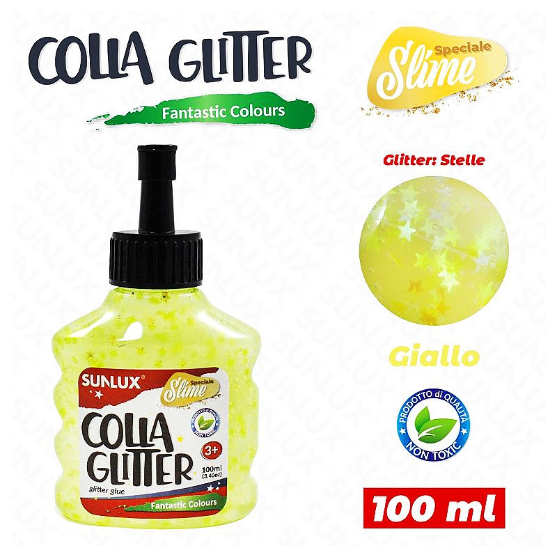 Colla glitter giallo stelle 100ml