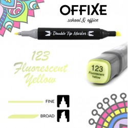 Double Tip Marker N123 Giallo Fluorescente, doppia punta - Offixe - 1