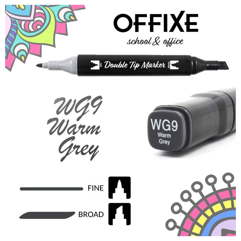Double Tip Marker N WG9 Warm Grey, doppia punta - Offixe - 1