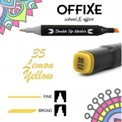 Double Tip Marker N35 Giallo Limone, doppia punta - Offixe - 1