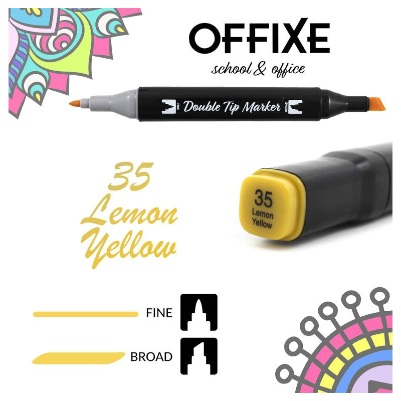 Double Tip Marker N35 Giallo Limone, doppia punta - Offixe - 1