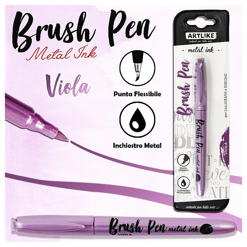 Brush pen calligrafia viola metal