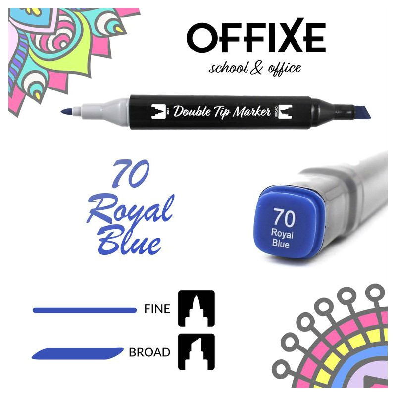 Double Tip Marker N70 Royal Blue, doppia punta - Offixe - 1