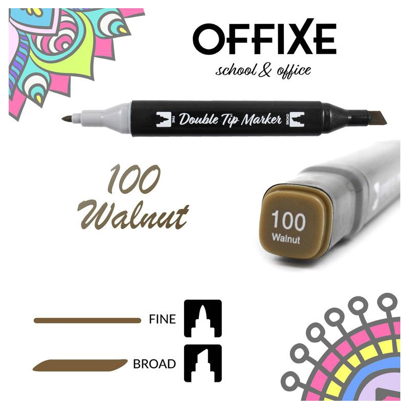 Double Tip Marker N100 Walnut (Noce), doppia punta - Offixe - 1