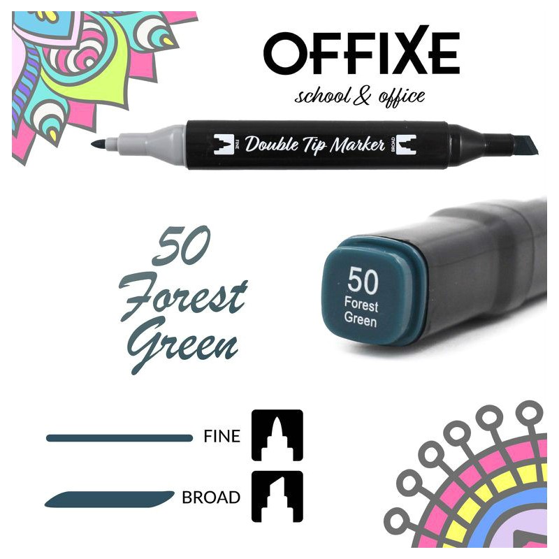 Double Tip Marker N50 Verde Foresta, doppia punta - Offixe - 1