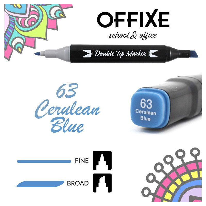 Double Tip Marker N63 Blu Ceruleo, doppia punta - Offixe - 1