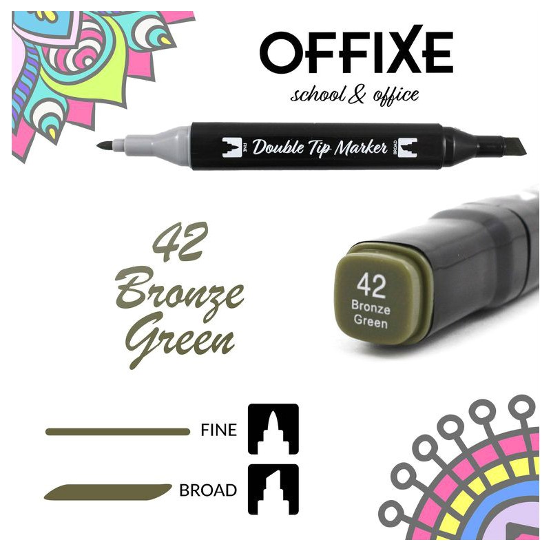 Double Tip Marker N42 Verde Bronzo, doppia punta - Offixe - 1