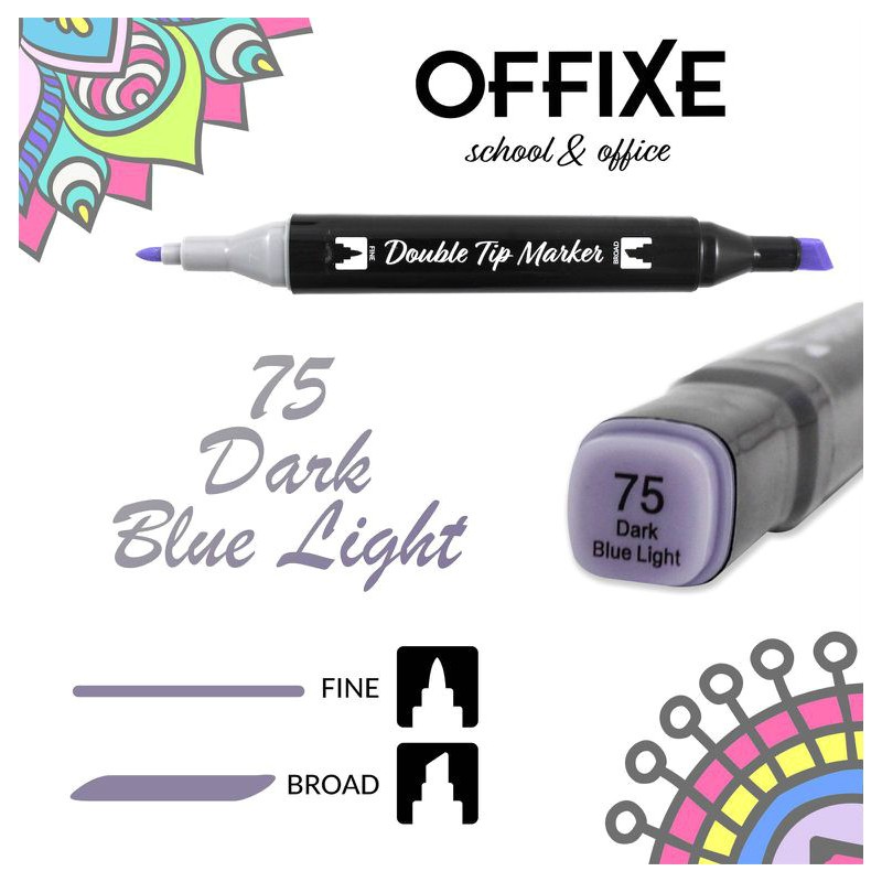 Double Tip Marker N75 Dark Blue Light, doppia punta - Offixe - 1