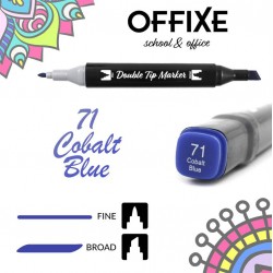 Double Tip Marker N71 Blu Cobalto, doppia punta - Offixe - 1