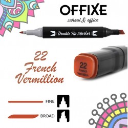 Double Tip Marker N22 Rosso Vermiglio Francese, doppia punta - Offixe - 1