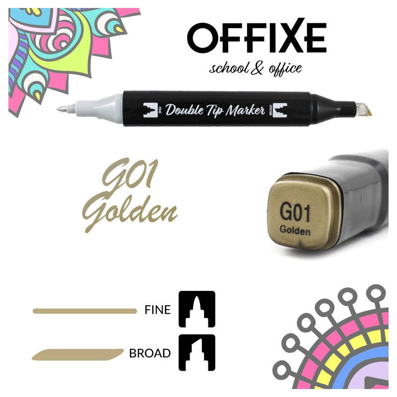 Double Tip Marker N G01 Oro, doppia punta - Offixe - 1