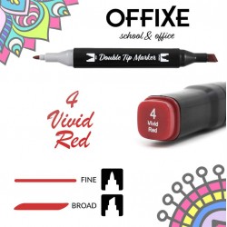 Double Tip Marker N4 Rosso Vivace, doppia punta - Offixe - 1