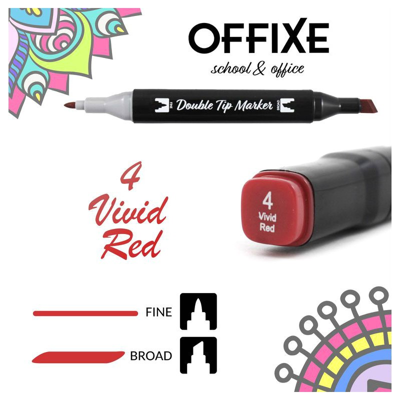 Double Tip Marker N4 Rosso Vivace, doppia punta - Offixe - 1